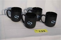 NEW (4) Black Mugs w/Company Logo
