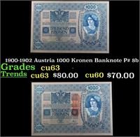1900-1902 Austria 1000 Kronen Banknote P# 8b Grade