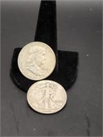 Franklin and Walking Liberty  Half Dollar Silver