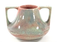 Vintage Double Handle Pottery Vase 8.5" W