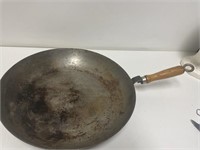12 in. Metal Frying Pan W/ Wood Handle