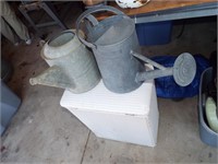 Hamper and 2 Galvanized Water Cans