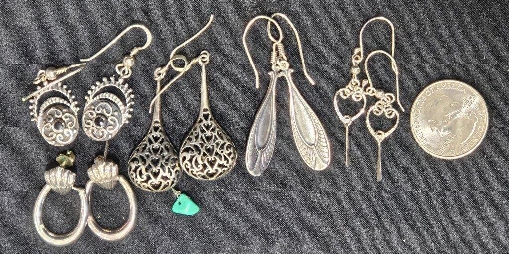 5 Pairs of .925 Silver Dangle Earrings
