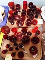 2 TRAYS RED GLASS
