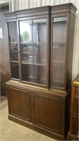 (AG) Wood hutch with glass paneled upper front