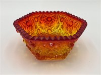 Fenton Glass Amberina Daisy Hexagon Candy Dish