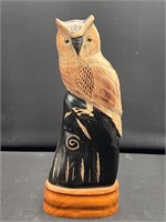 Vintage Hand Carved Horn Owl Figurine