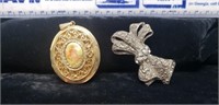 2 - Brooches. Cameo and Bow.
