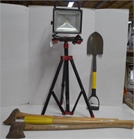 Work Light, Shovel, Axes & Extra Handle