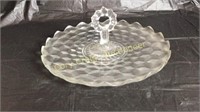 American Fostoria 12” Glass Handled Lunch Plate