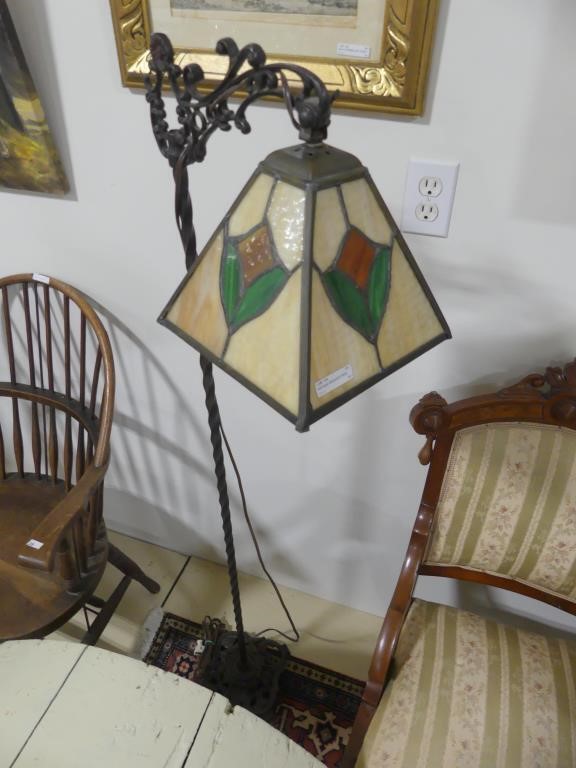 ANTIQUE WROUGHT IRON BRIDGE LAMP