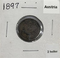 1897 Austria - 
2 Heller - Good Luck Piece