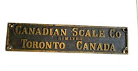 Heavy Brass Canadian Scale Sign 11"x2 1/2"