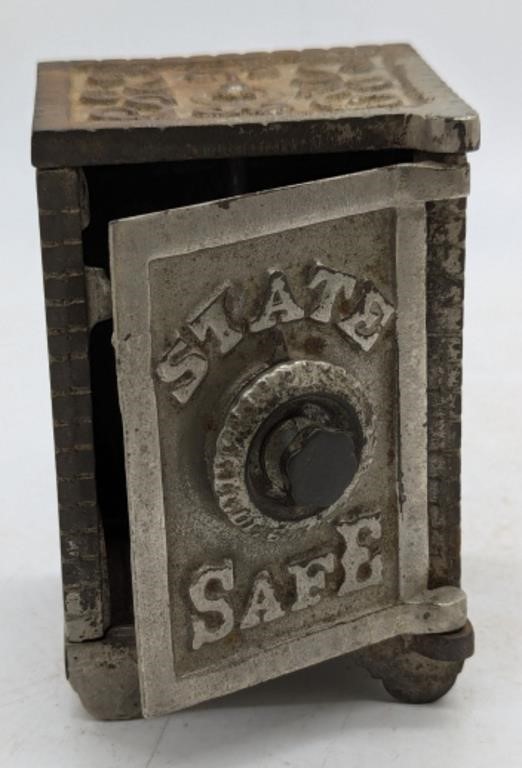 (R) Cast iron State Safe combination coin bank