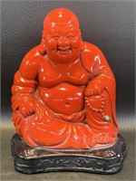 Vintage Marwal Laughing Buddha Red Chalkware