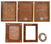 (6) DECORATIVE MAHOGANY & INLAID PICTURE FRAMES