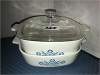 Corning ware 2 dishes and 1 lid