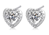 925S 0.5ct Moissanite Diamond Heart Earrings