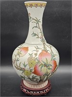 Hand Painted 16in Oriental Vase, 1/2