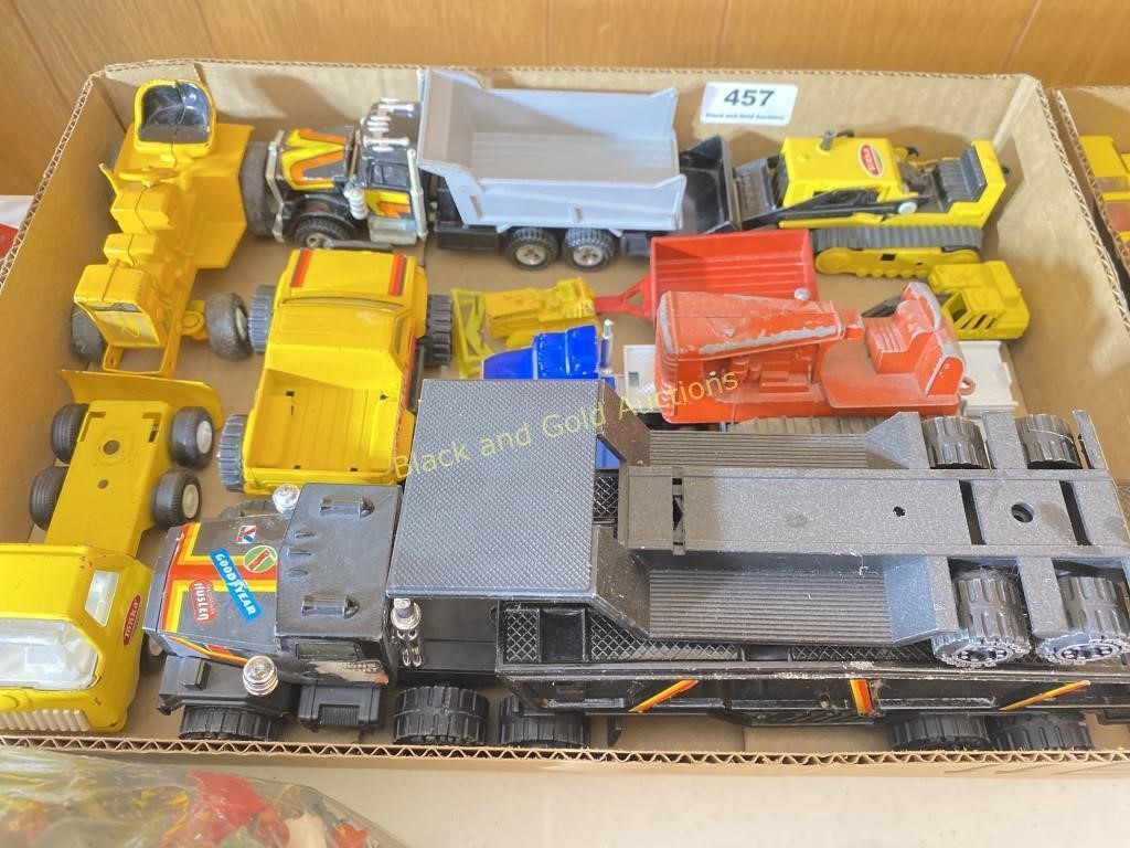 Flat Of Assorted Trucking And Construction Toys