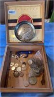 State Quarters, Tokens in Bering Wooden Cigar Box