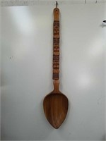 36-in carved wooden spoon has been repaired on