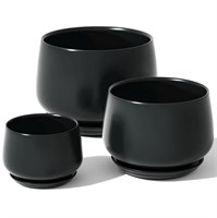 B2584  BEMAY Ceramic Plant Pots, 3-Pack, Black