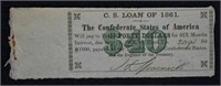 1861 Confederate $40 Bond Coupon