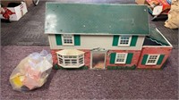 Vintage furnished metal dollhouse