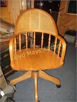 Oak & Cane Spindle Back Swivel Office Chair