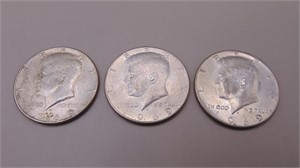 (3) 1969 U. S. Kennedy Half Dollar