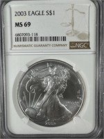 2003 Silver Eagle NGC MS69