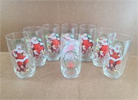 8 Vtg 1960 Santa Coca Cola Glasses