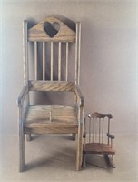 2 Small Vtg Wooden Doll Chairs