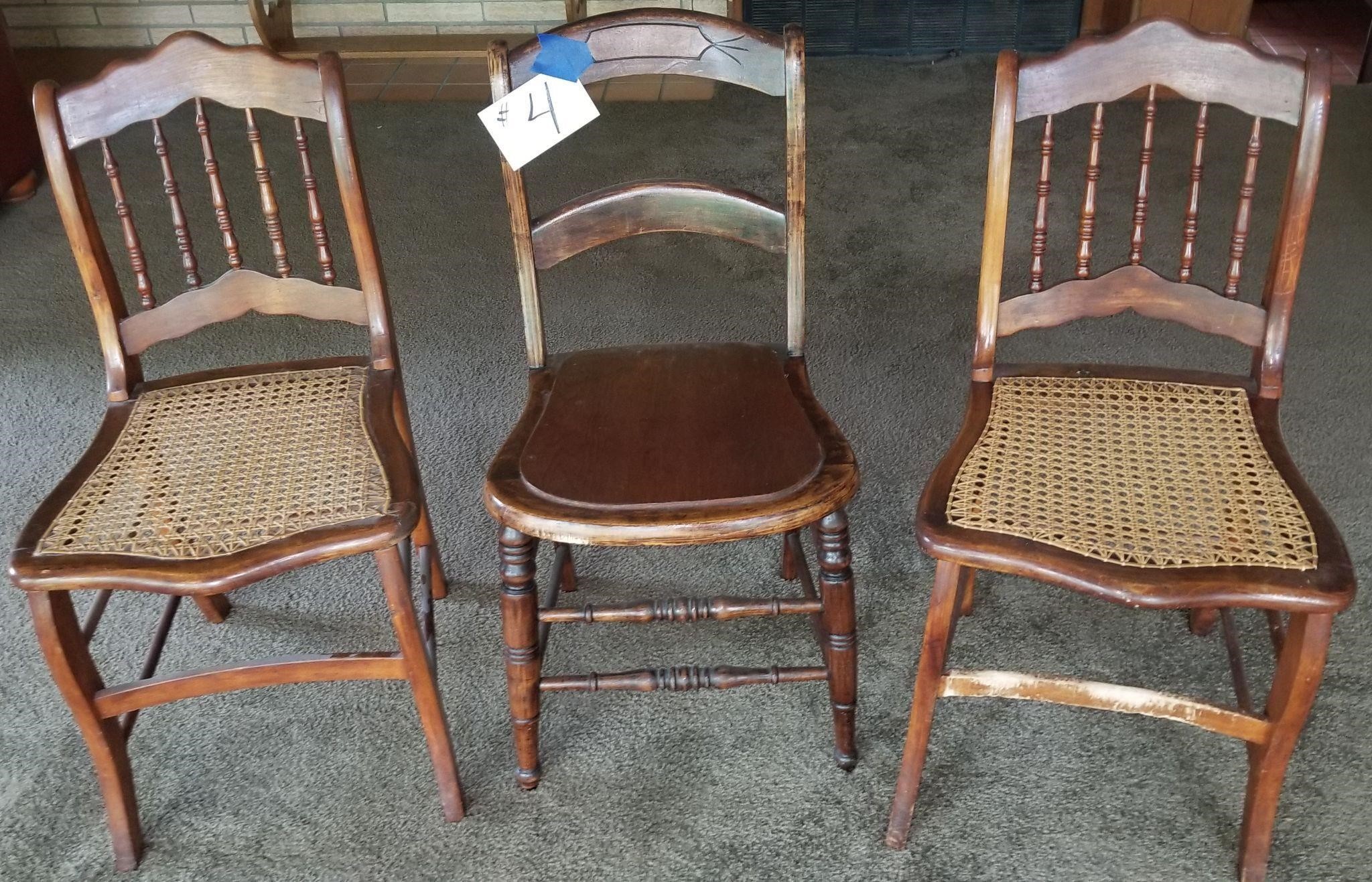 3 Antique Chairs-one has dog chew marks