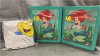 DISNEY LITTLE MERMAID DOLL CASES (2) AND SHOWER