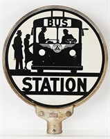BUS STATION DOUBLE SIDED PORCELAIN SIGN