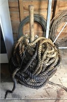 Bundle of Thick Rope on Yard Pick Axe