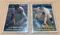 (2) 1957 TOPPS LUIS APARICIO & PEE WEE REESE CARDS