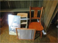 Chair, stool and mirror, window screen 20x18