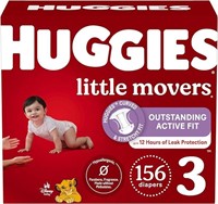 Huggies Little Movers Diapers, 156ct Size 3