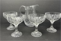 Glass Pitcher with Champagne Glasses