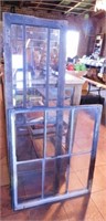 2 vintage chippy white windows: 31" x 35" and