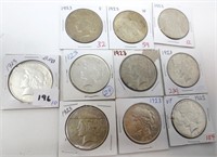 10 - 1923 Peace silver dollars