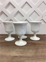 4 milk glass goblets