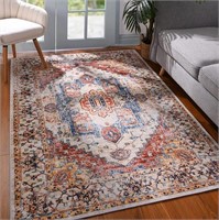 FM1531  Softlife Oriental Area Rug, 5'x8', Orange