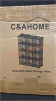 Metal Wire Cubes Storage White
