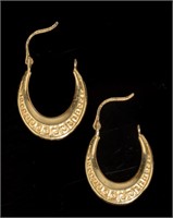 Jewelry 14kt Yellow Gold Greek Key Hoop Earrings