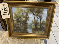Framed Painting Outdoor Scenery 15-1/2"