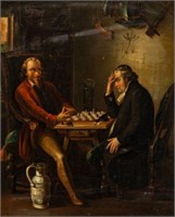 Painting, Gentleman Playing Chess, Gisbert Fluggen